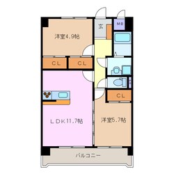 中川原駅 徒歩13分 3階の物件間取画像